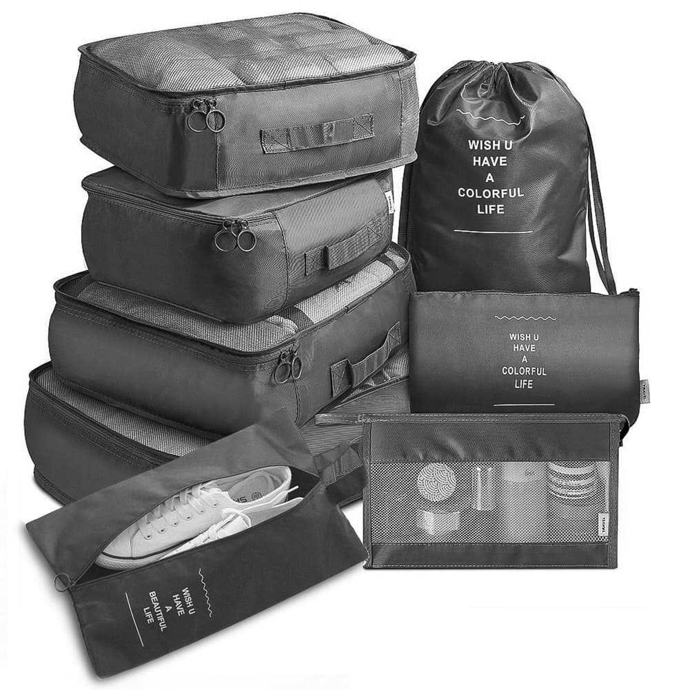 8-piece Set Luggage Divider Bag Travel Storage Clothes Underwear Shoes Organizer Packing Cube Bag — visuel 4