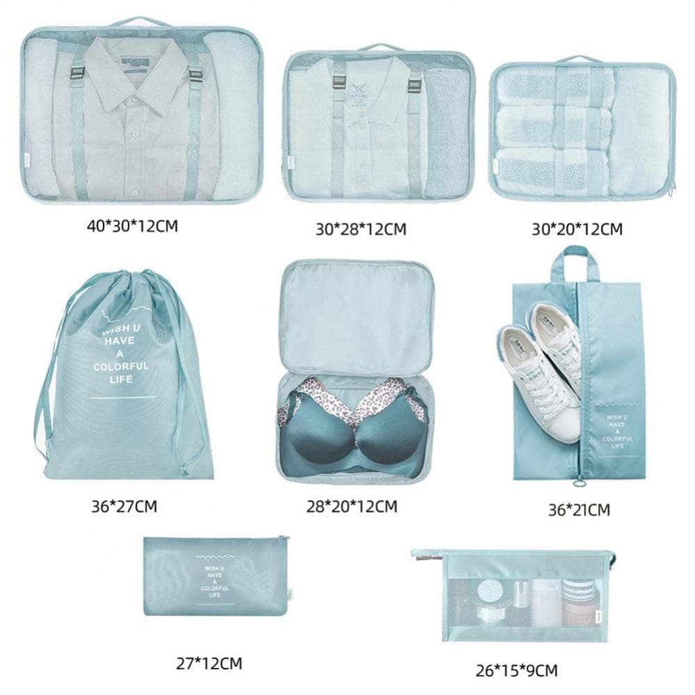 8-piece Set Luggage Divider Bag Travel Storage Clothes Underwear Shoes Organizer Packing Cube Bag — visuel 3